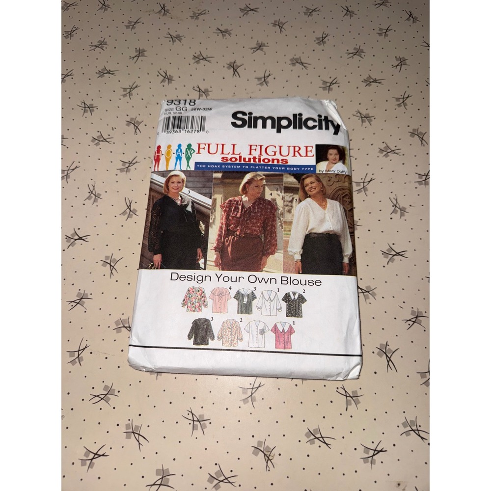 Simplicity 9318 Full Figure Solutions Blouse Sewing Pattern 26W-32W Mary Duffy‎